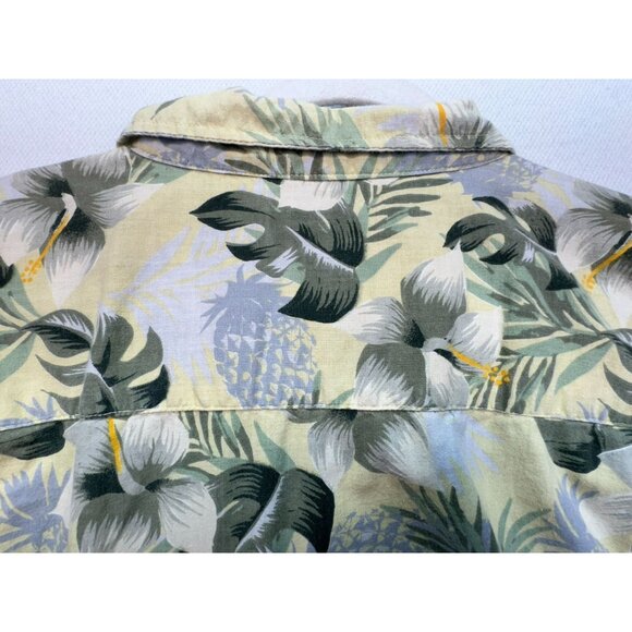 Cherokee Waikiki Hawaiian Button-Up Shirt Size XL Green Short Sleeve Tropical - Picture 12 of 13